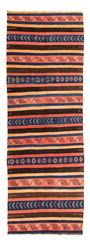 Loper Kelim tapijt - Oud - 345 x 130 cm - veelkleurig