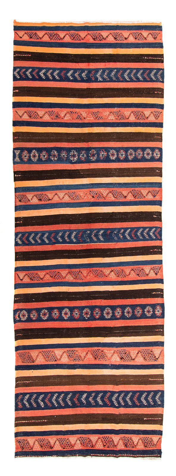 Loper Kelim tapijt - Oud - 345 x 130 cm - veelkleurig