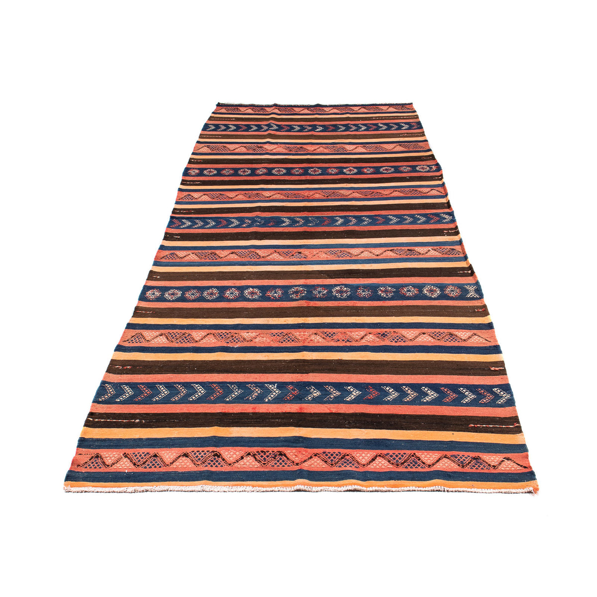 Loper Kelim tapijt - Oud - 345 x 130 cm - veelkleurig