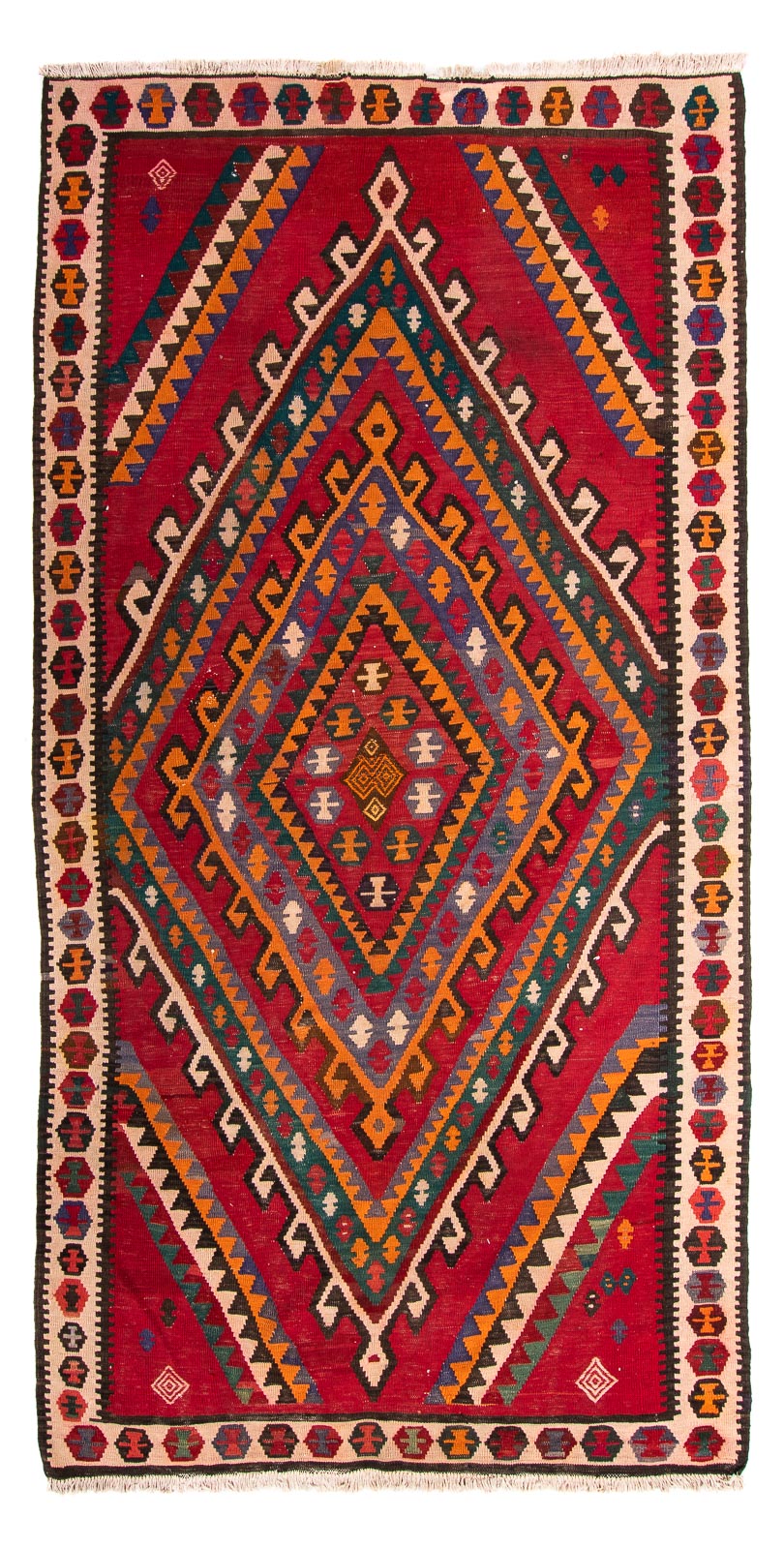 Loper Kelim tapijt - Oud - 323 x 167 cm - veelkleurig