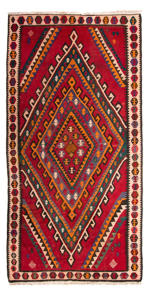 Loper Kelim tapijt - Oud - 323 x 167 cm - veelkleurig