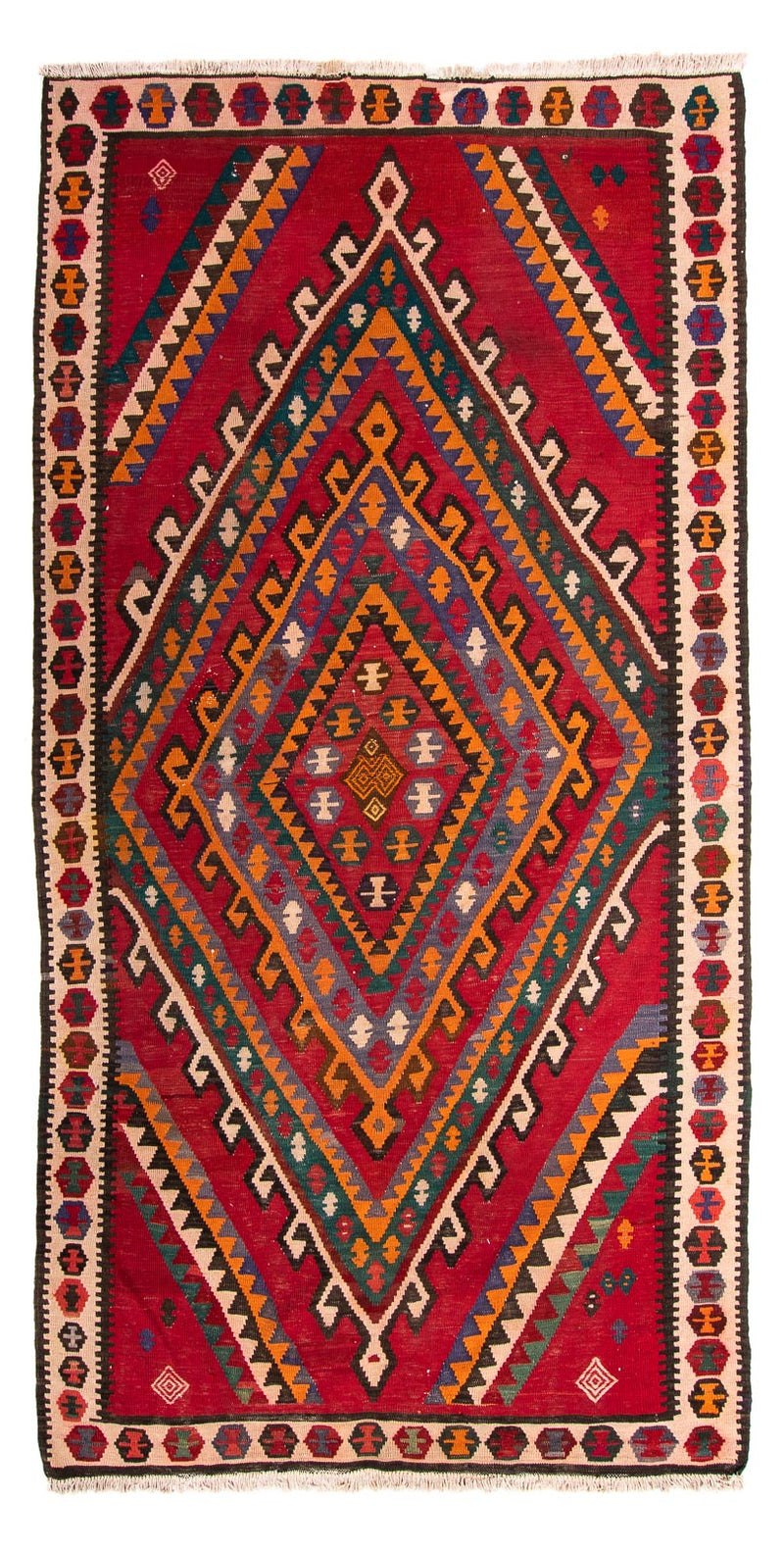 Loper Kelim tapijt - Oud - 323 x 167 cm - veelkleurig