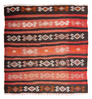 Kelim tapijt - Oud vierkant  - 135 x 115 cm - veelkleurig