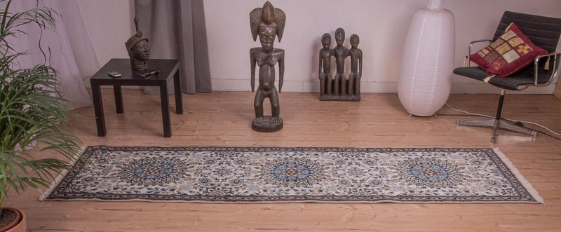 Loper Perzisch tapijt - Nain - Koninklijk - 295 x 81 cm - beige