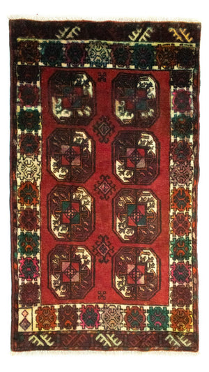 Turkaman tapijt - 100 x 67 cm - rood
