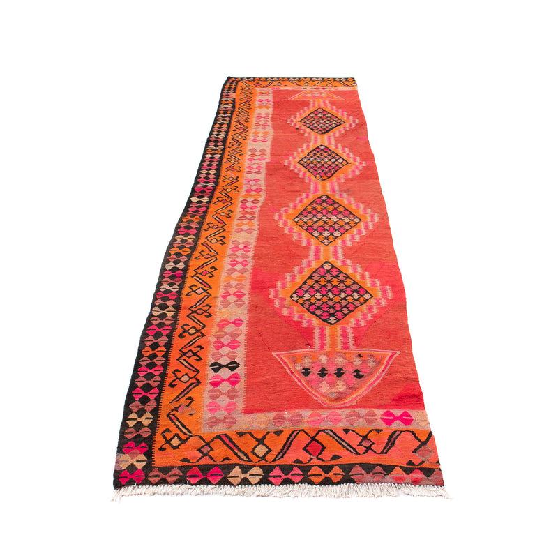 Loper Kelim tapijt - Oud - 355 x 90 cm - veelkleurig
