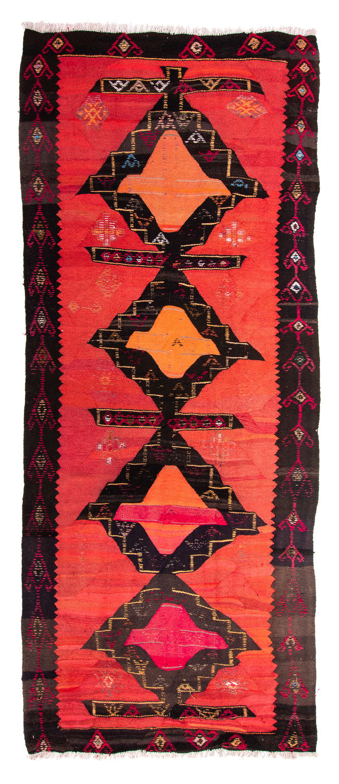 Loper Kelim tapijt - Oud - 365 x 150 cm - veelkleurig