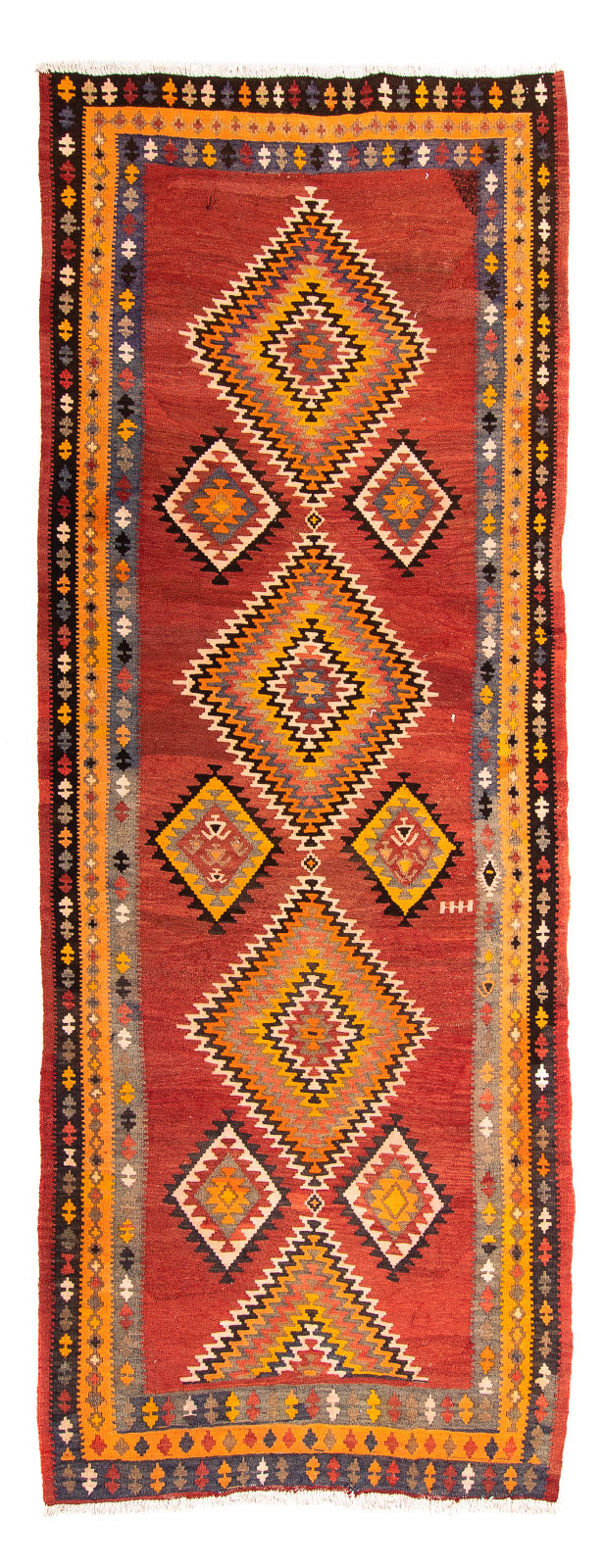 Loper Kelim tapijt - Oud - 310 x 127 cm - veelkleurig