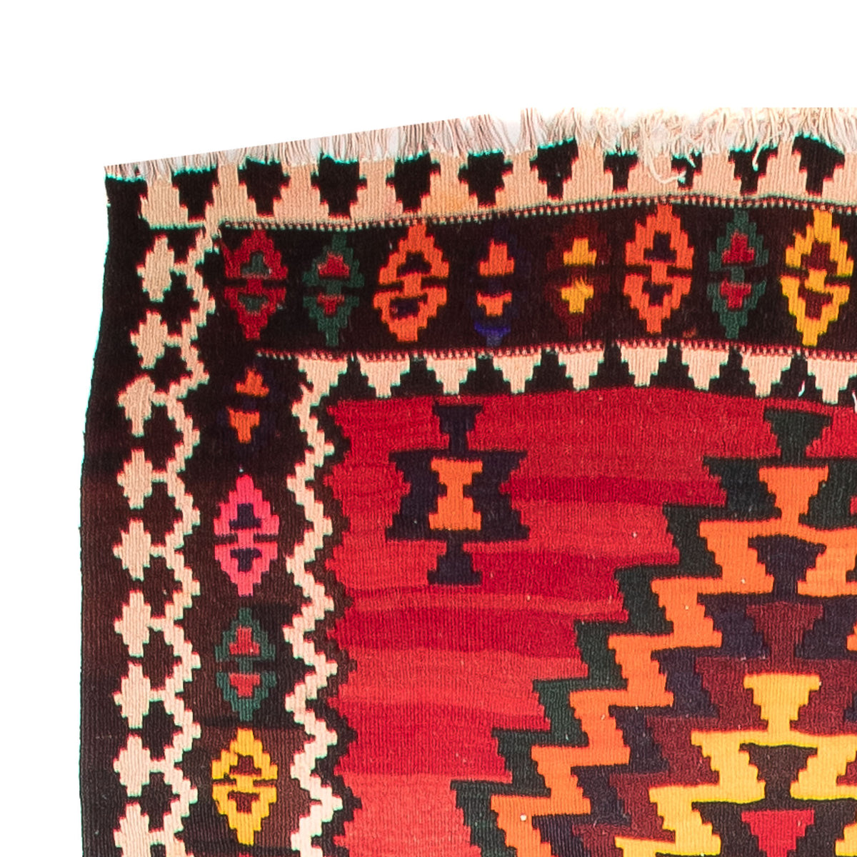 Loper Kelim tapijt - Oud - 440 x 124 cm - donkerrood