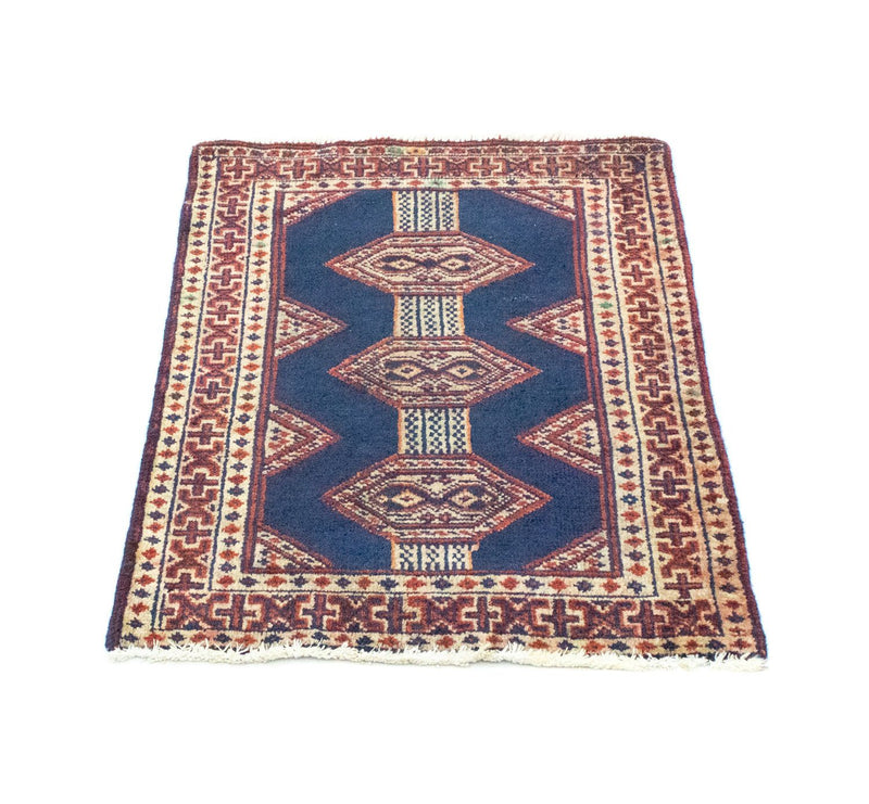Turkaman tapijt - 83 x 63 cm - blauw