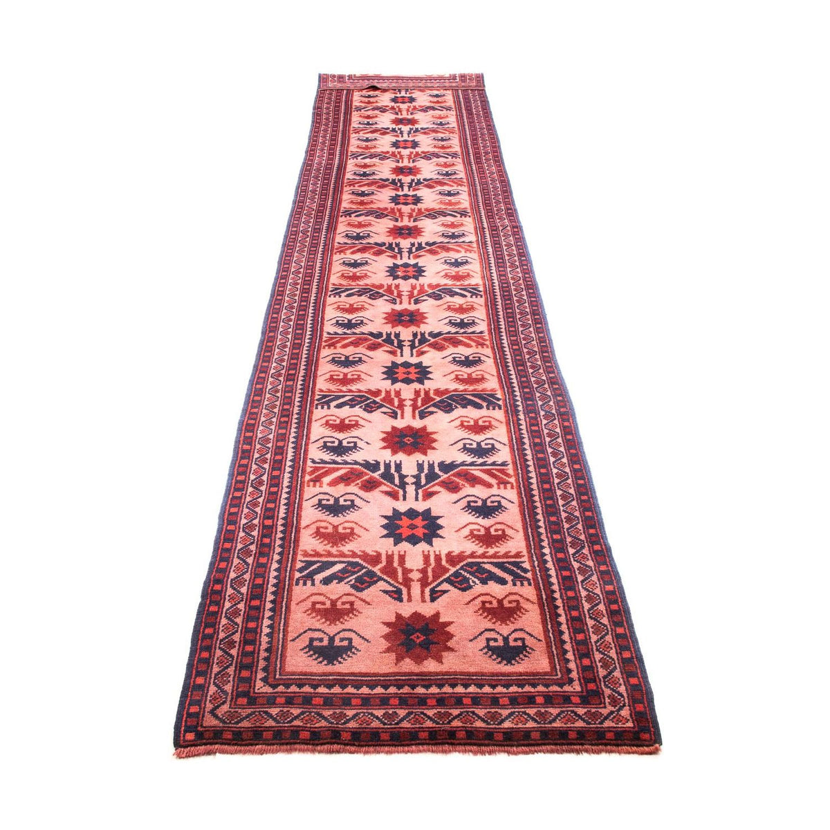 Loper Kelim tapijt - Oosters - 400 x 75 cm - licht rood