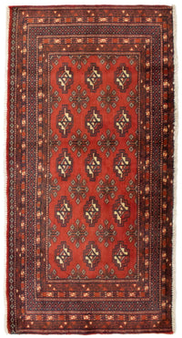 Loper Turkaman tapijt - 100 x 50 cm - rood