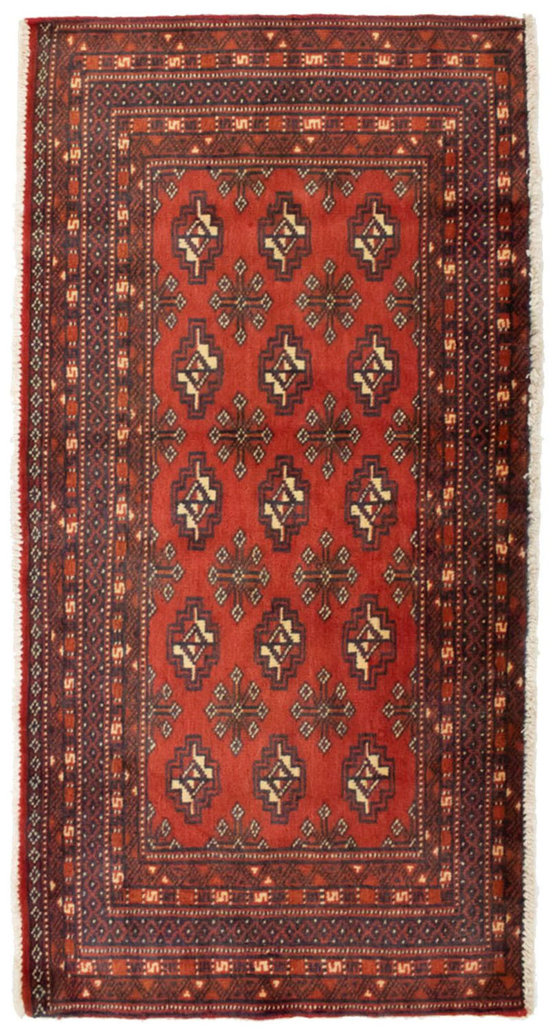 Loper Turkaman tapijt - 100 x 50 cm - rood
