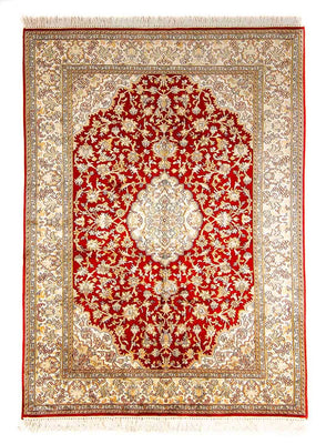Zijden tapijt - Kashmir Silk - 186 x 129 cm - rood