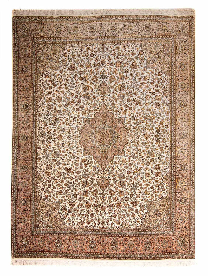 Zijden tapijt - Kashmir Silk - 307 x 243 cm - beige
