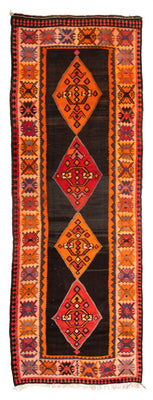 Loper Kelim tapijt - Oud - 380 x 150 cm - veelkleurig