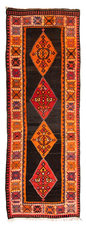 Loper Kelim tapijt - Oud - 380 x 150 cm - veelkleurig