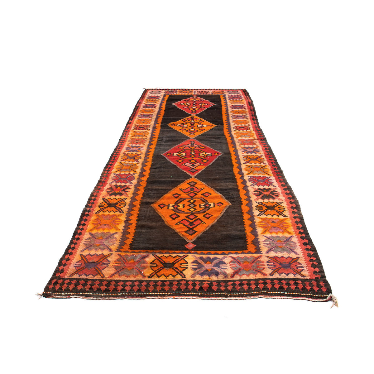 Loper Kelim tapijt - Oud - 380 x 150 cm - veelkleurig