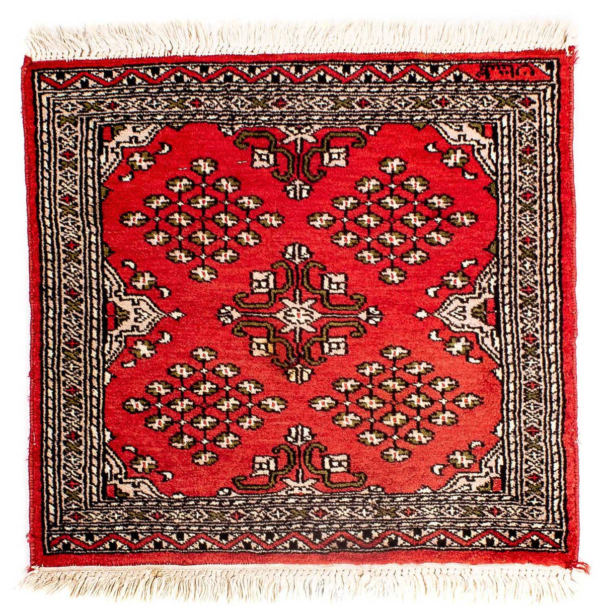 Pakistaans tapijt vierkant  - 63 x 62 cm - rood