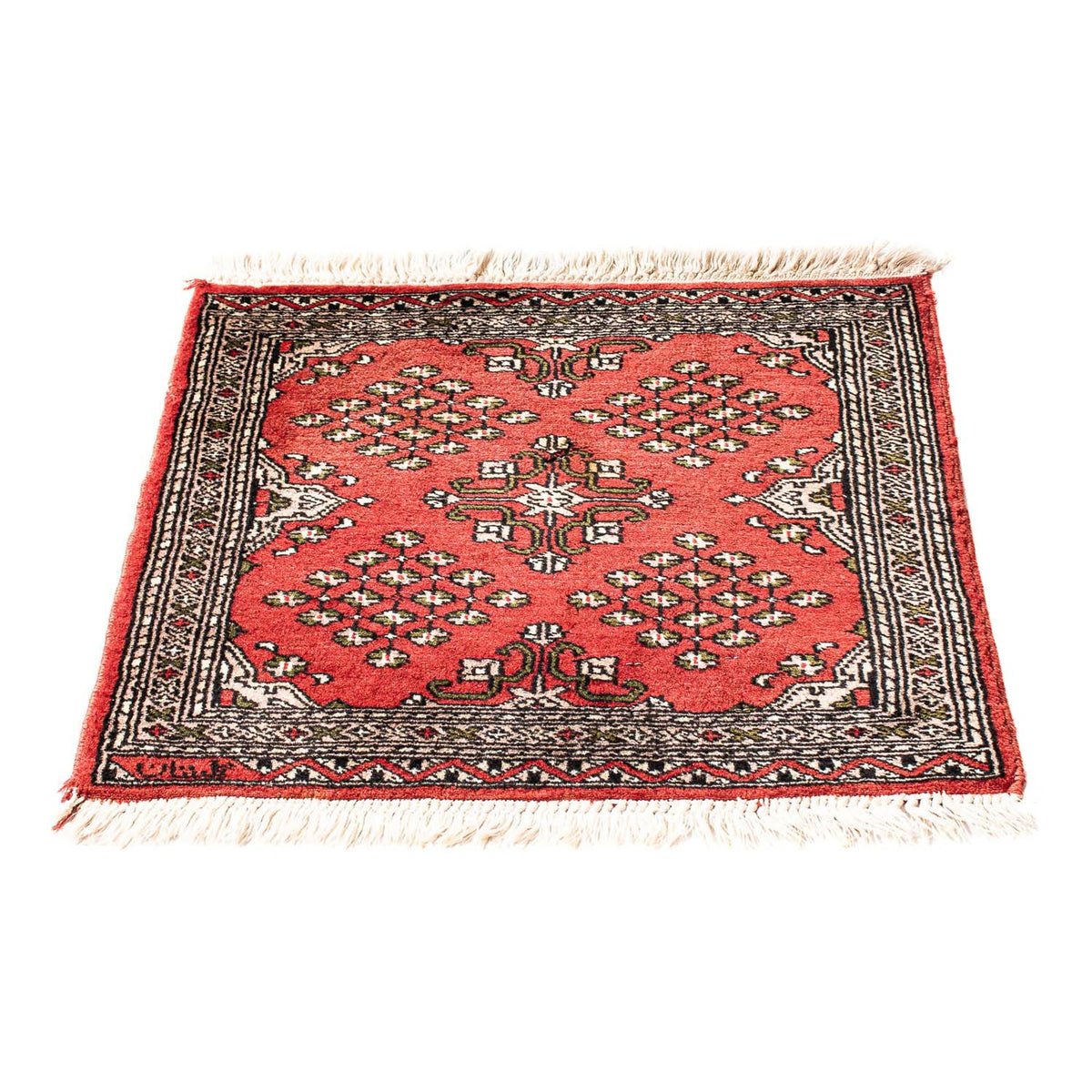 Pakistaans tapijt vierkant  - 63 x 62 cm - rood
