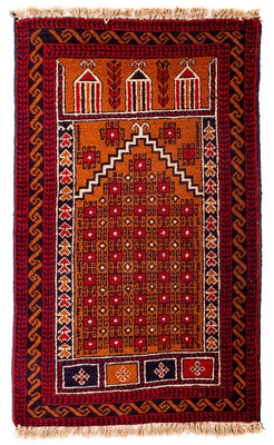 Baluch tapijt - 128 x 75 cm - donkerrood