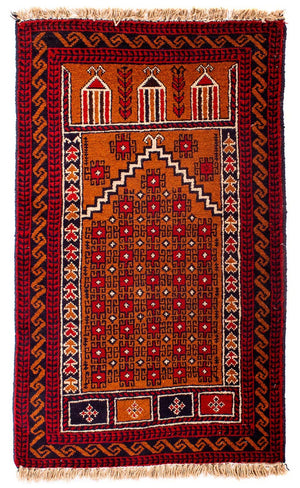 Baluch tapijt - 128 x 75 cm - donkerrood