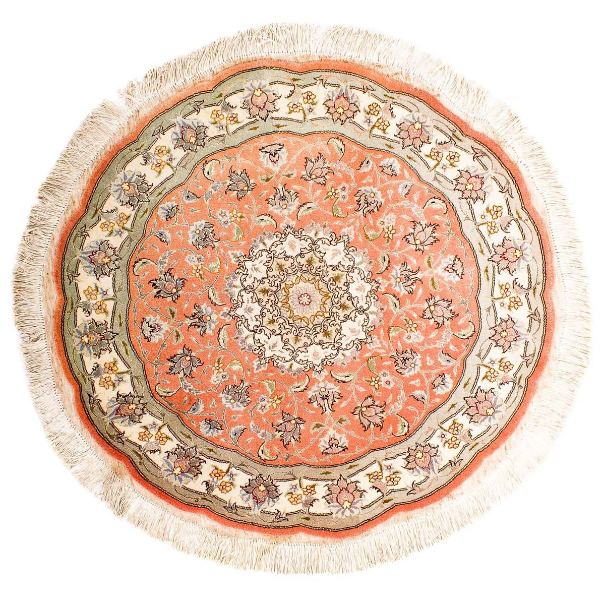 Perzisch tapijt - Tabriz - Royal rond  - 102 x 102 cm - licht rood