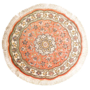 Perzisch tapijt - Tabriz - Royal rond  - 102 x 102 cm - licht rood