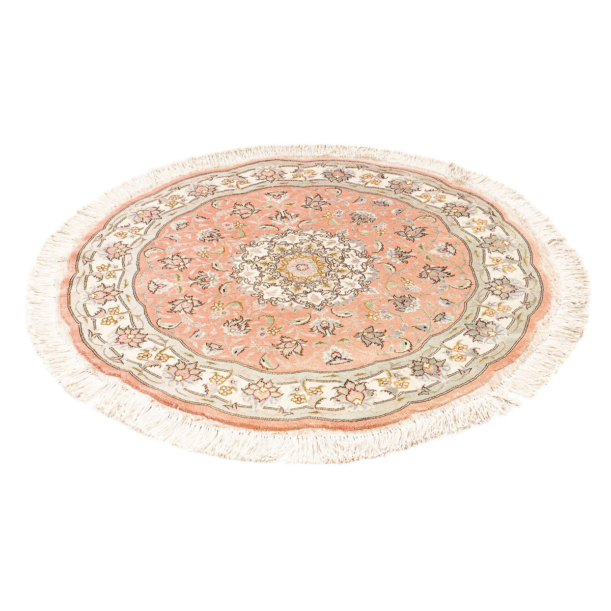 Perzisch tapijt - Tabriz - Royal rond  - 102 x 102 cm - licht rood