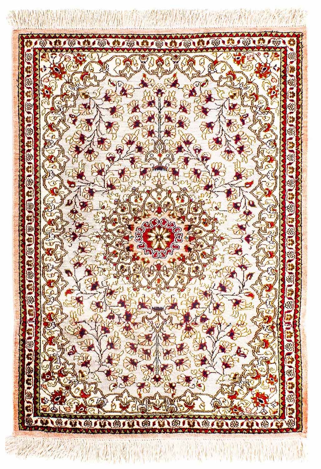 Zijden tapijt - Ghom Silk - Premium - 80 x 59 cm - beige