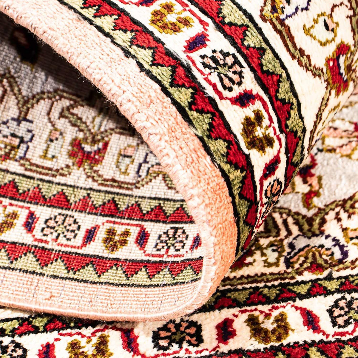 Zijden tapijt - Ghom Silk - Premium - 80 x 59 cm - beige