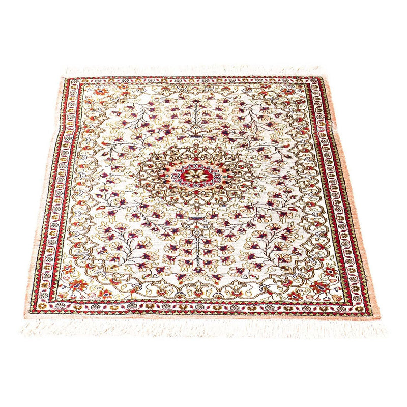 Zijden tapijt - Ghom Silk - Premium - 80 x 59 cm - beige