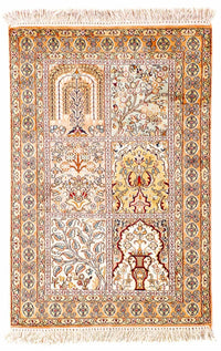Zijden tapijt - Kashmir Silk - 98 x 60 cm - beige