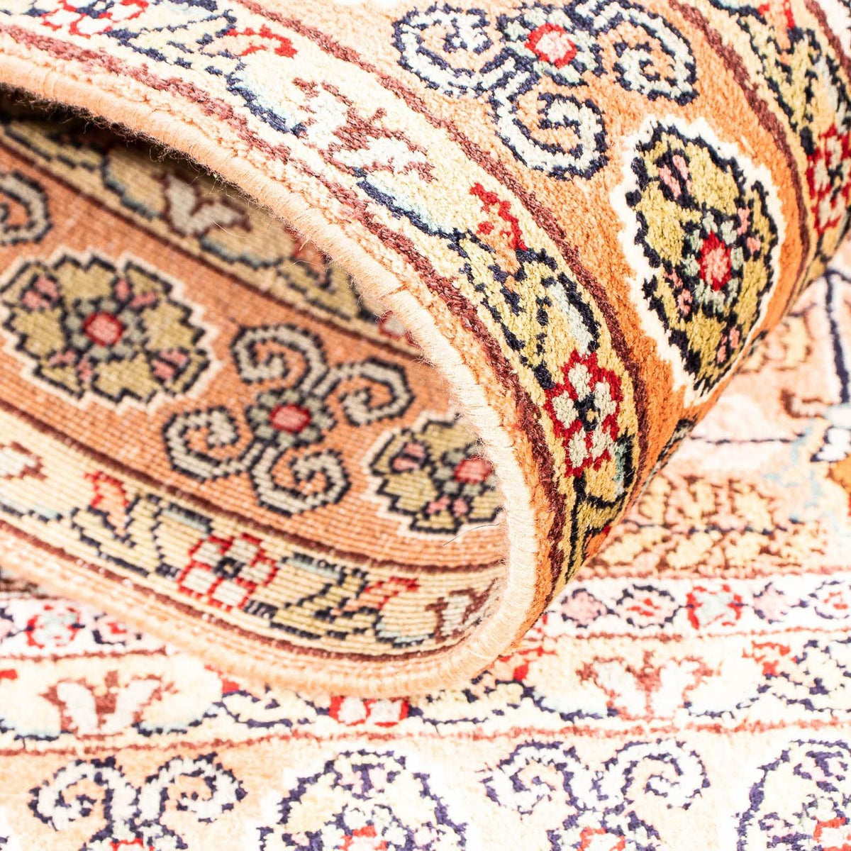 Zijden tapijt - Kashmir Silk - 98 x 60 cm - beige