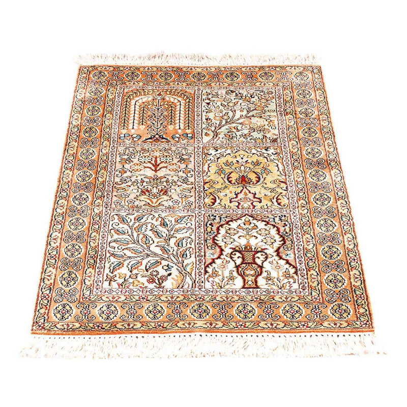Zijden tapijt - Kashmir Silk - 98 x 60 cm - beige