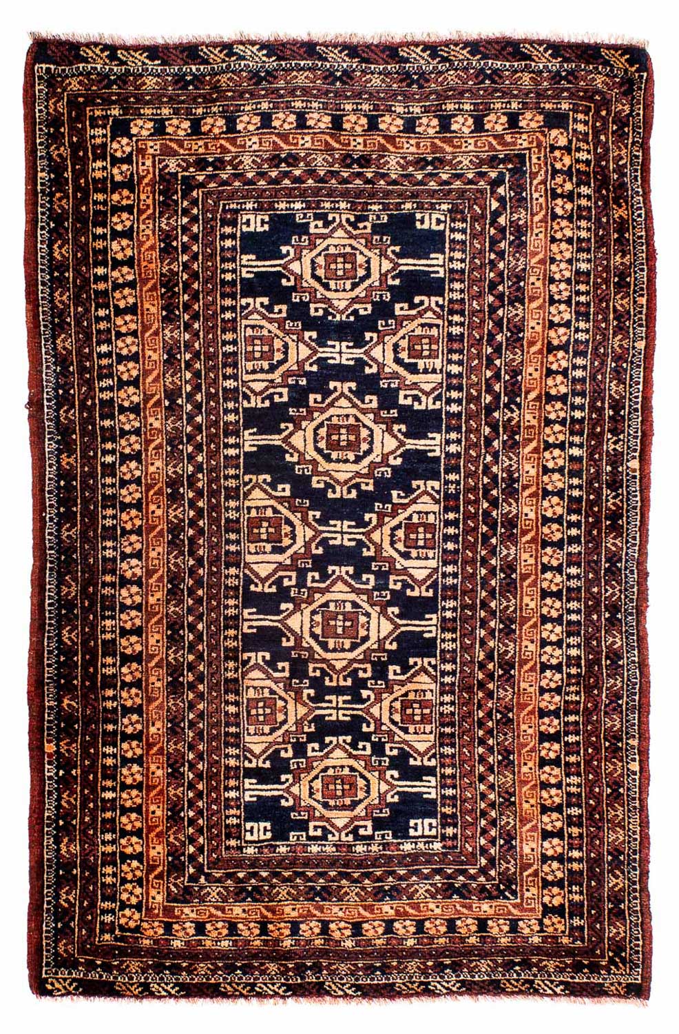 Afghaans tapijt - 140 x 94 cm - donkerblauw
