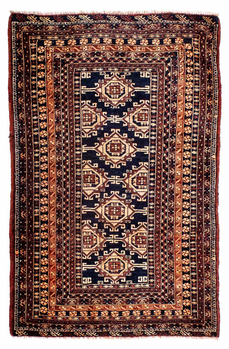 Afghaans tapijt - 140 x 94 cm - donkerblauw