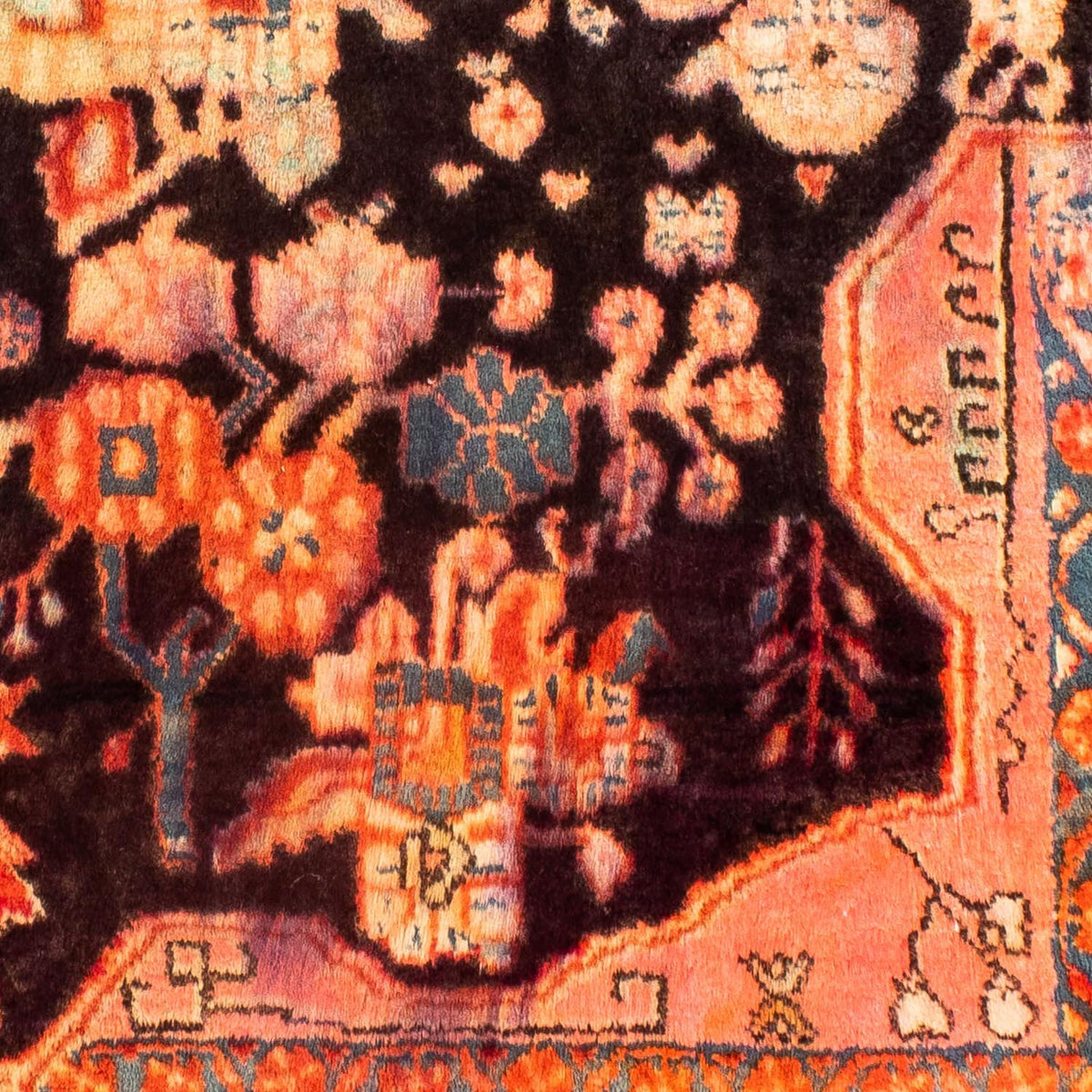 Perzisch Tapijt - Nomadisch vierkant  - 100 x 85 cm - licht rood