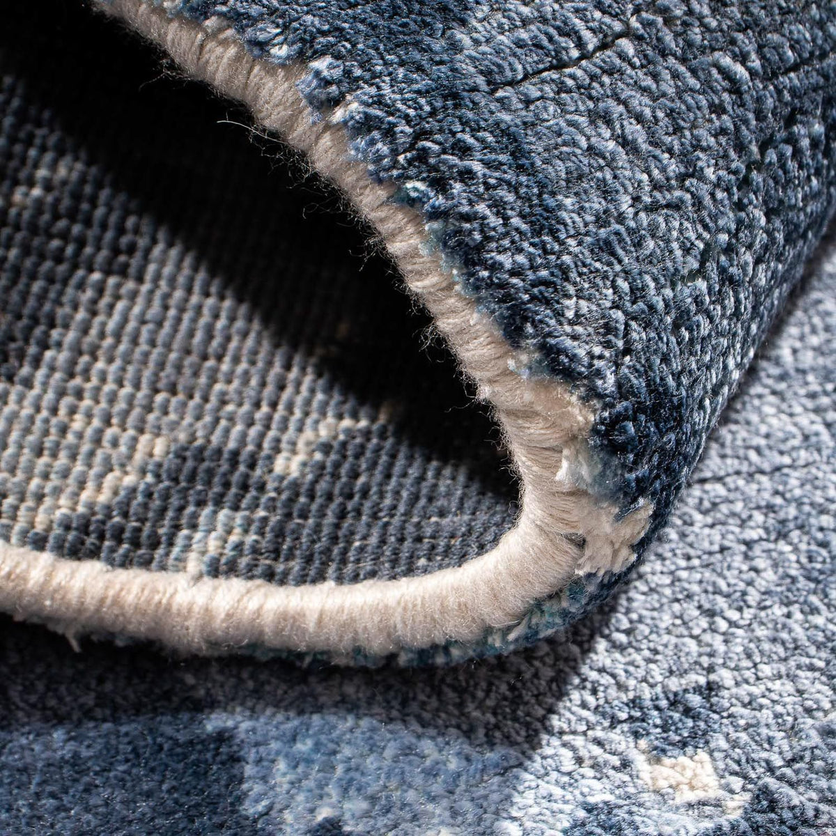 Viscose tapijt vierkant  - 70 x 70 cm - blauw