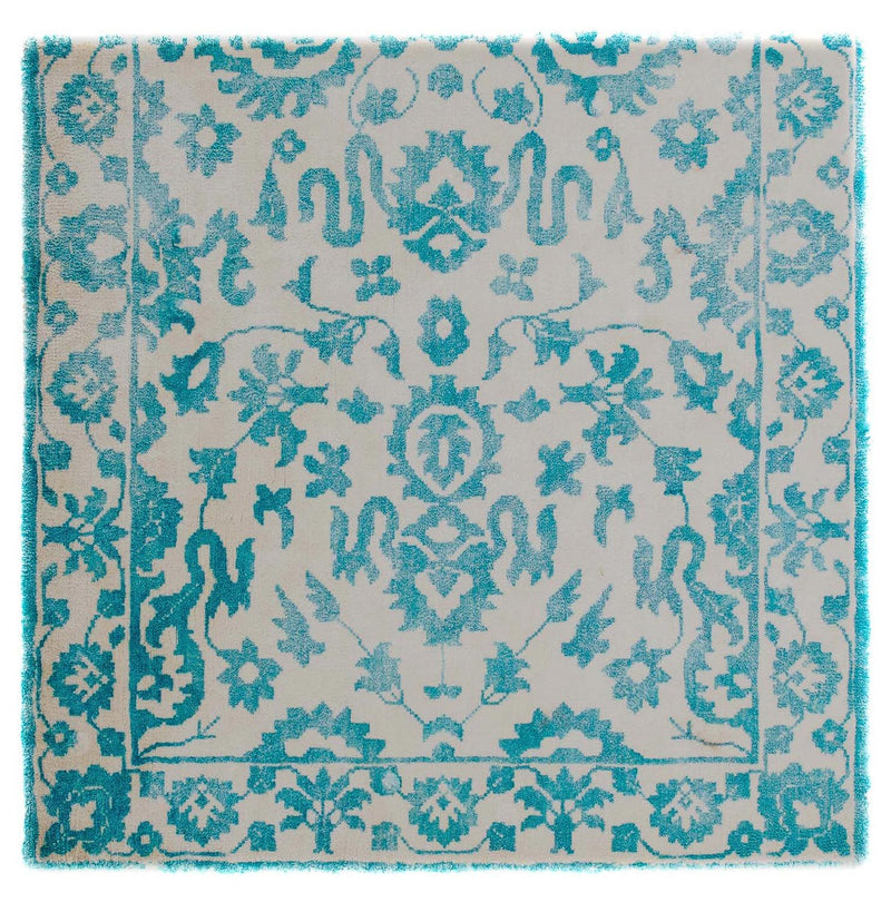 Viscose tapijt vierkant  - 70 x 70 cm - turkoois
