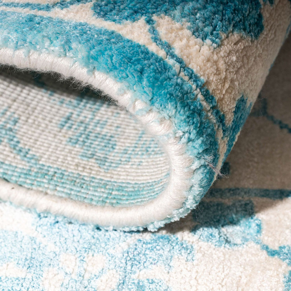 Viscose tapijt vierkant  - 70 x 70 cm - turkoois