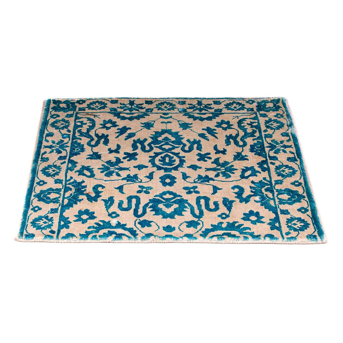 Viscose tapijt vierkant  - 70 x 70 cm - turkoois