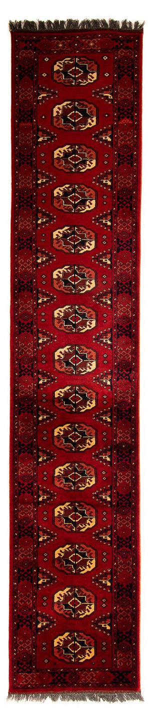 Loper Afghaans tapijt - 356 x 82 cm - donkerrood