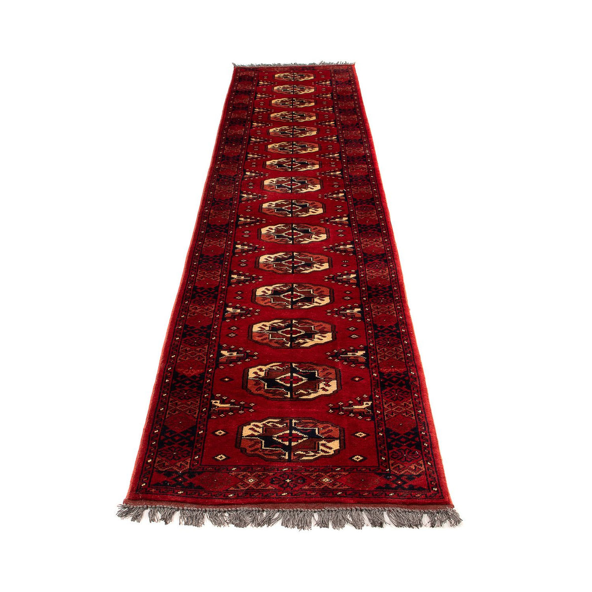 Loper Afghaans tapijt - 356 x 82 cm - donkerrood