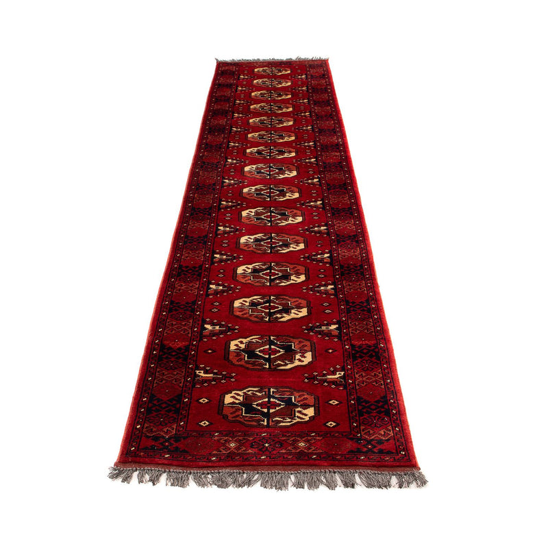 Loper Afghaans tapijt - 356 x 82 cm - donkerrood