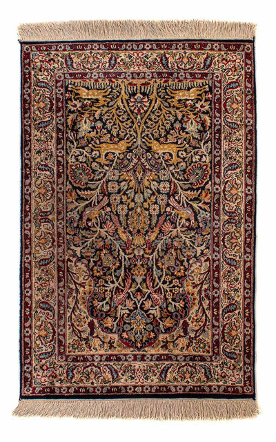Indo Sarouk Tapijt 81x123cm - Oosters Tapijt - donkerblauw