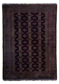Turkaman tapijt - 147 x 108 cm - donkerbruin