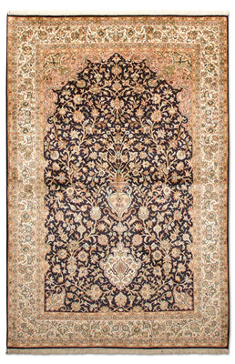 Zijden tapijt - Kashmir Silk - 190 x 127 cm - donkerblauw