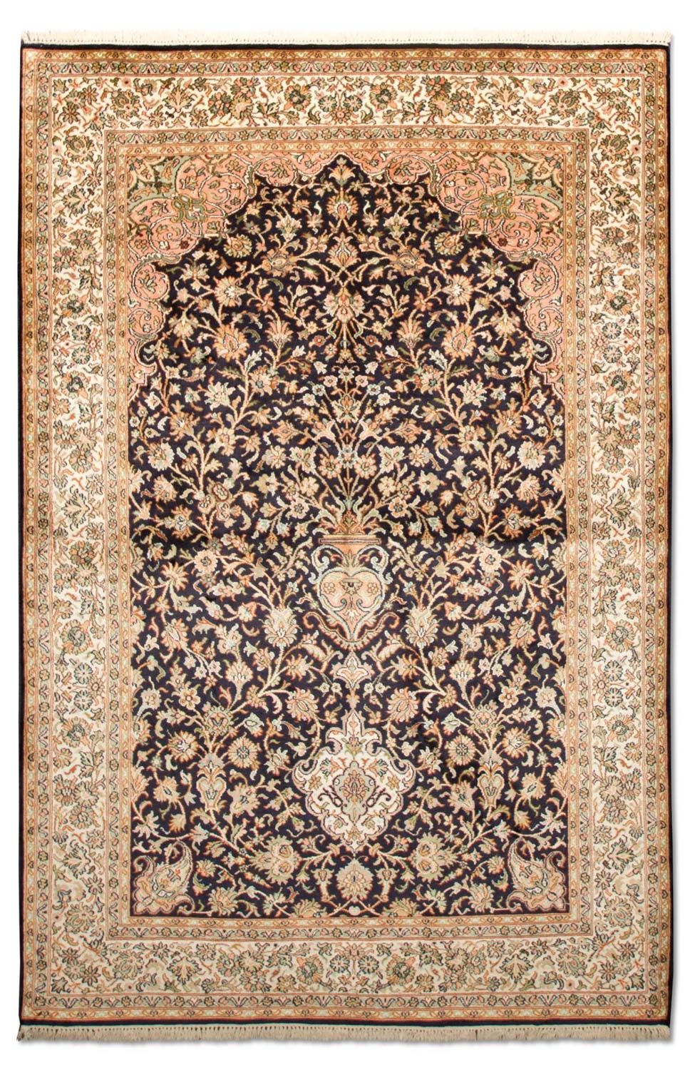 Zijden tapijt - Kashmir Silk - 190 x 127 cm - donkerblauw