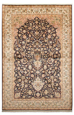 Zijden tapijt - Kashmir Silk - 190 x 127 cm - donkerblauw